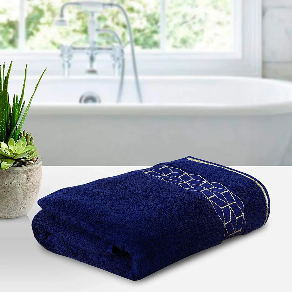 Navy diamond Bath Towel