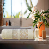 Cream Flower Bath Towel