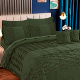 Zigzag Pleated Duvet Cover 8 Pcs Set Olive Green Pinstripe-40276 RFS