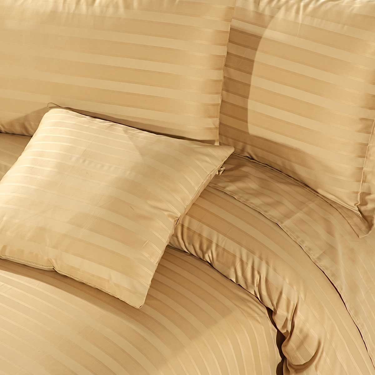 5 Pcs King Size 100% Cotton Sateen Bedsheet - Stripes Boulder