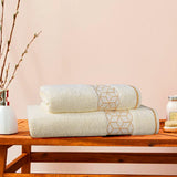 Cream Diamond - 2-Pcs Jacquard Towel Set