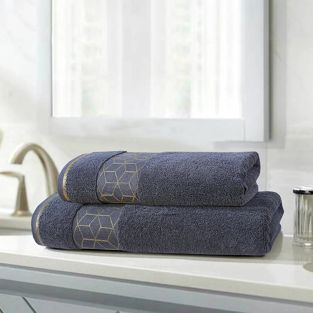 Gray Diamond - 2-Pcs Jacquard Towel Set