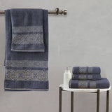 Gray Flower - 3-Pcs Jacquard Towel Set