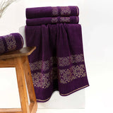 Magenta Flower - 2-Pcs Jacquard Towel Set