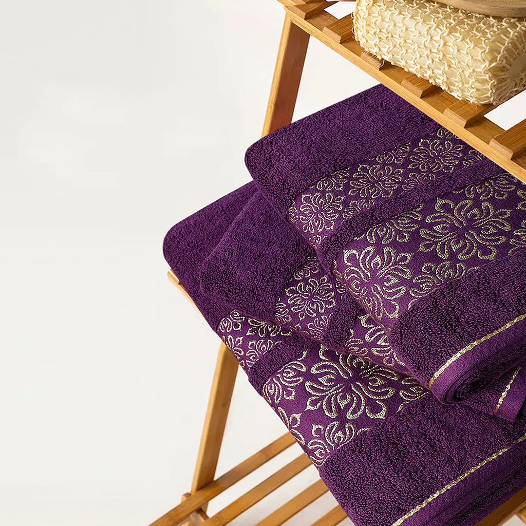 Magenta Flower - 2-Pcs Jacquard Towel Set
