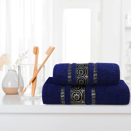2 - Pcs Towel Set Circle Navy - 029 - Lotus