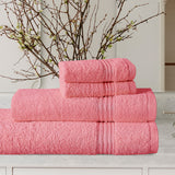 4-Pcs Stripe Towel Set Dark Pink-547