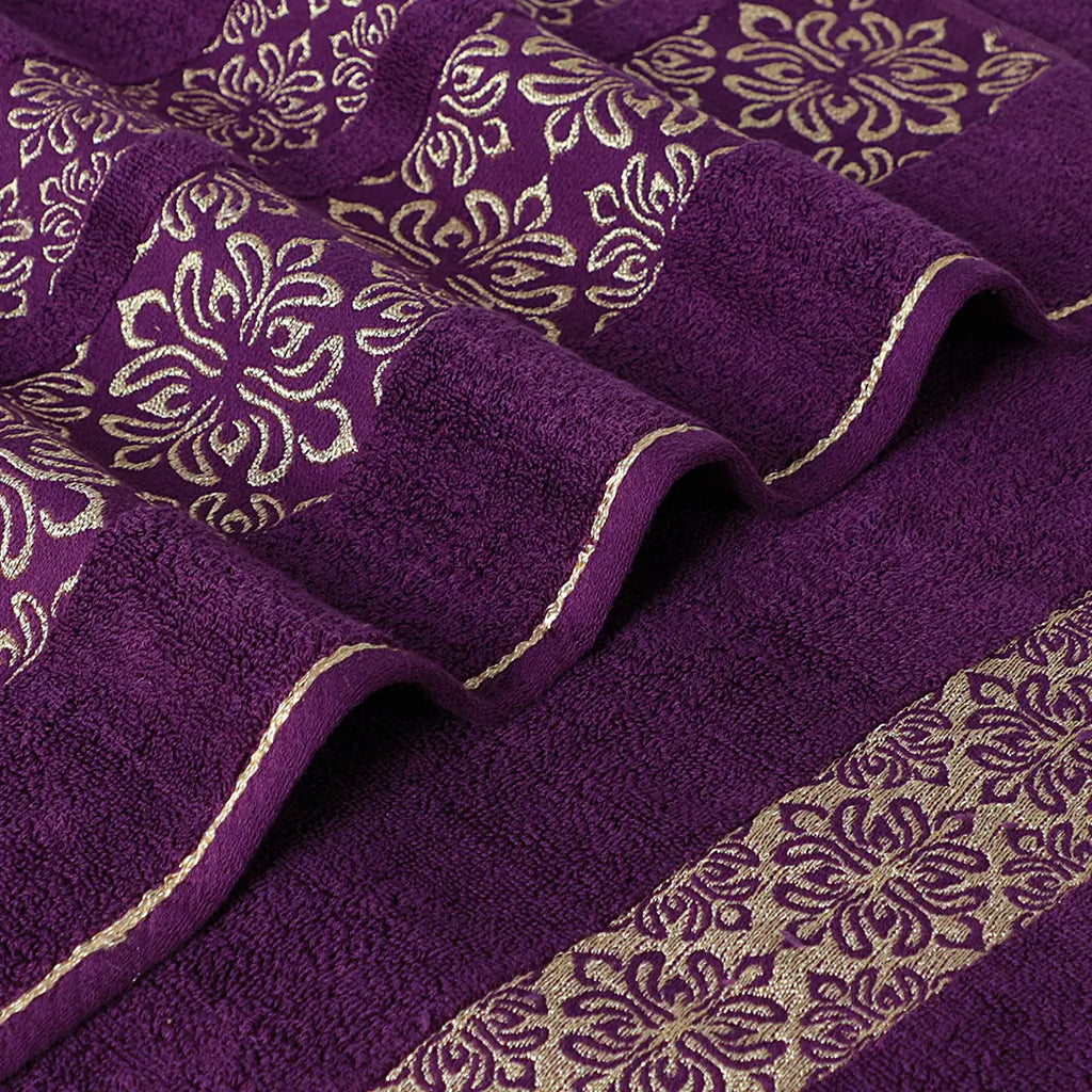 Magenta Flower - 3-Pcs Jacquard Towel Set