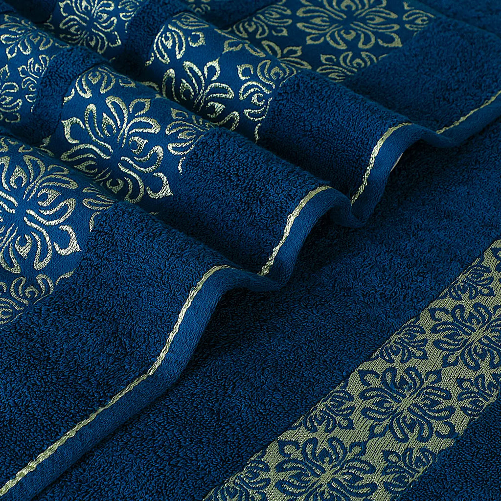 Teal Flower - 3-Pcs Jacquard Towel Set