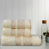 3-Pcs Towel Set Flower Cream-564