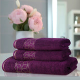 3-Pcs Towel Set Diamond Magenta-558