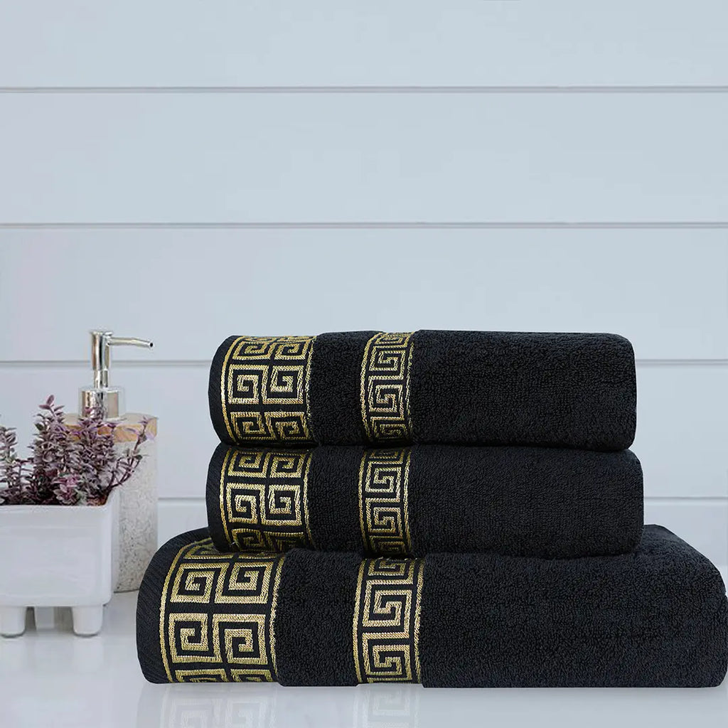 Black Versatile - 3-Pcs Jacquard Towel Set