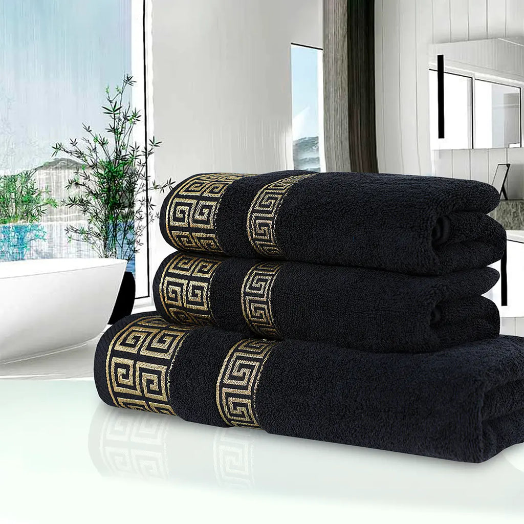 Black Versatile - 3-Pcs Jacquard Towel Set