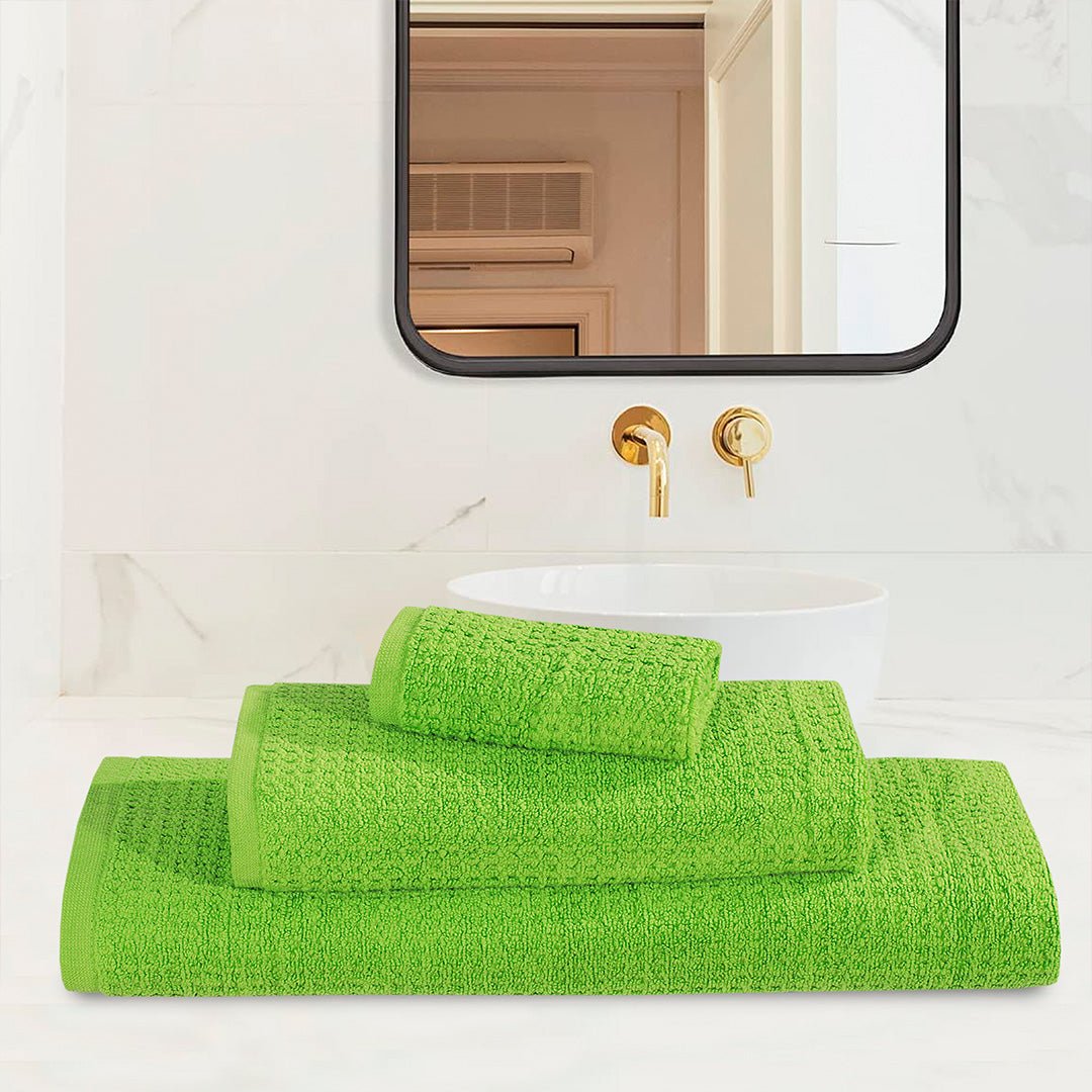 3 - Pcs Export Quality Towel Set Parrot Green - 513 - Lotus