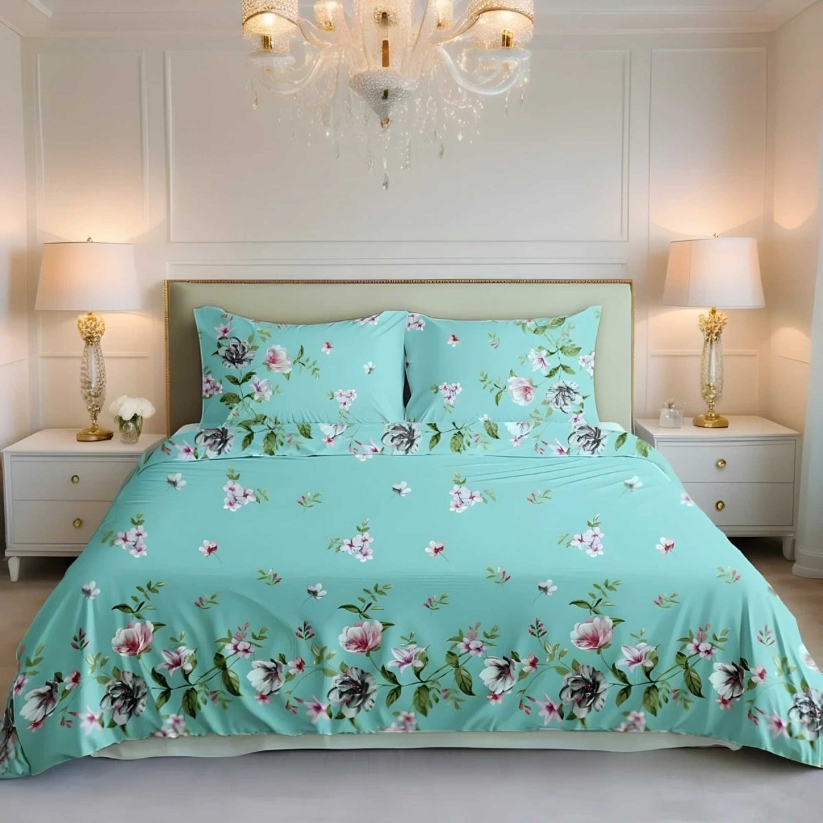 3 Pcs King Size Ultra Soft Bedsheet - Elorine - Lotus
