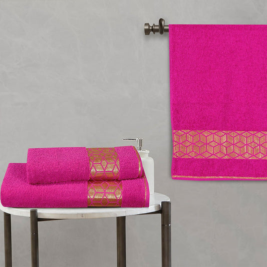 3 - Pcs Towel Set 3D Fuchsia - 473 - Lotus