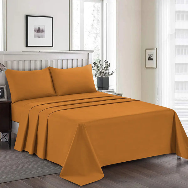 Plain Dyed Bed Sheet Set Mustard King-30290 RFS