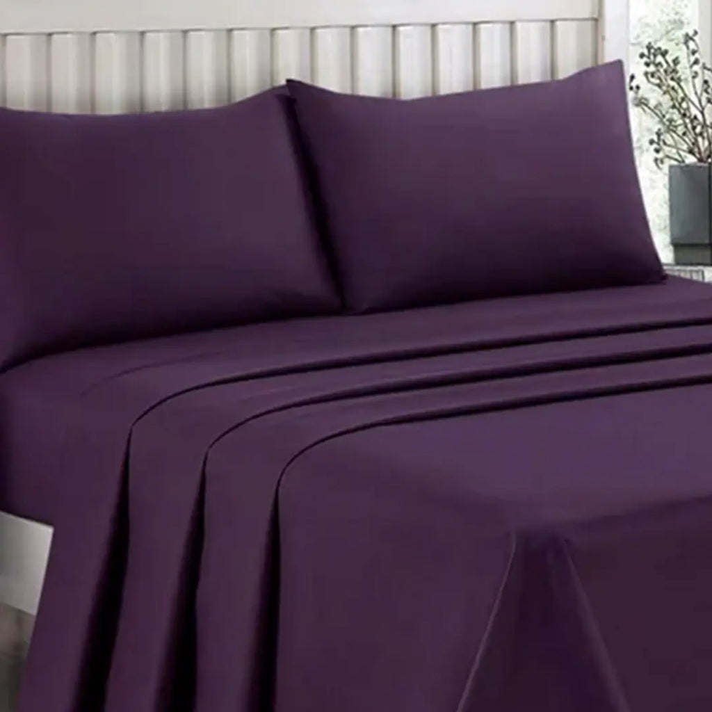 Plain Dyed Bed Sheet Set purple King-30316 RFS