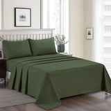 Plain Dyed Bed Sheet Set Olive Green-30317 RFS