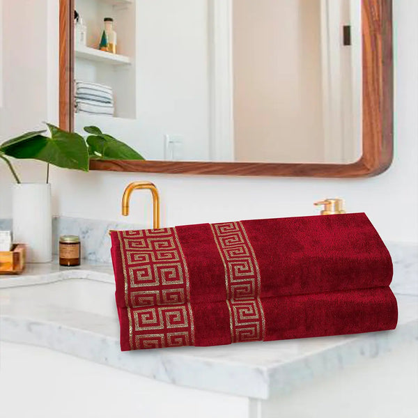 Versatile Bath Towel Maroon (Pack Of 2)-001
