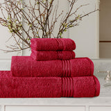 4-Pcs Stripe Towel Set Red-543