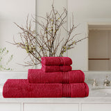 4-Pcs Stripe Towel Set Red-543