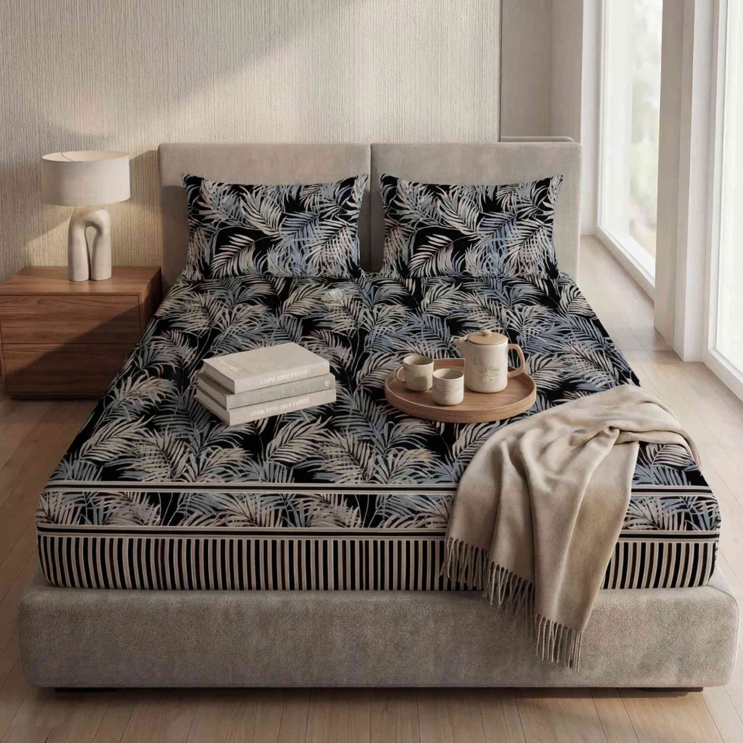 Ultra Soft Fitted Sheet Set – Pinnate, King Size, 3 Pc