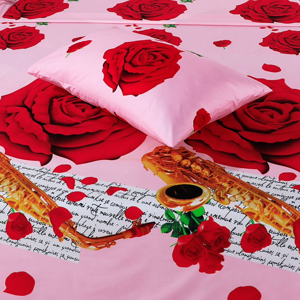 Micro Fiber Bed Sheet 3D Red Rose King-30302 RFS