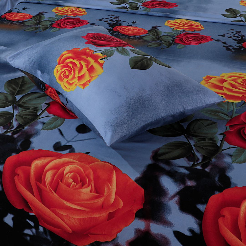 Micro Fiber Bed Sheet 3D Orange Flowers King-30304 RFS
