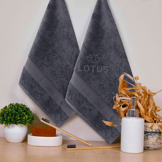 100% Cotton Jacquard Towel Set – Gray V Stripe, 2 Pc, 500 GSM, Soft, Absorbent & Durable