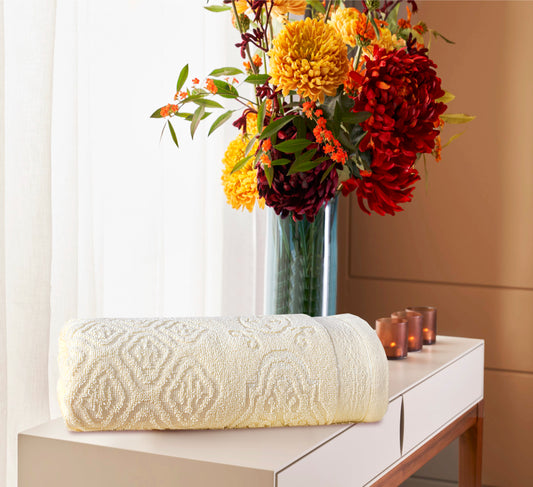 Off White Damask - 1-Pc Hand Towel Jacquard