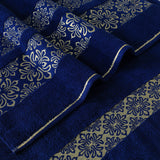 2-Pcs Towel Set Flower Navy-591