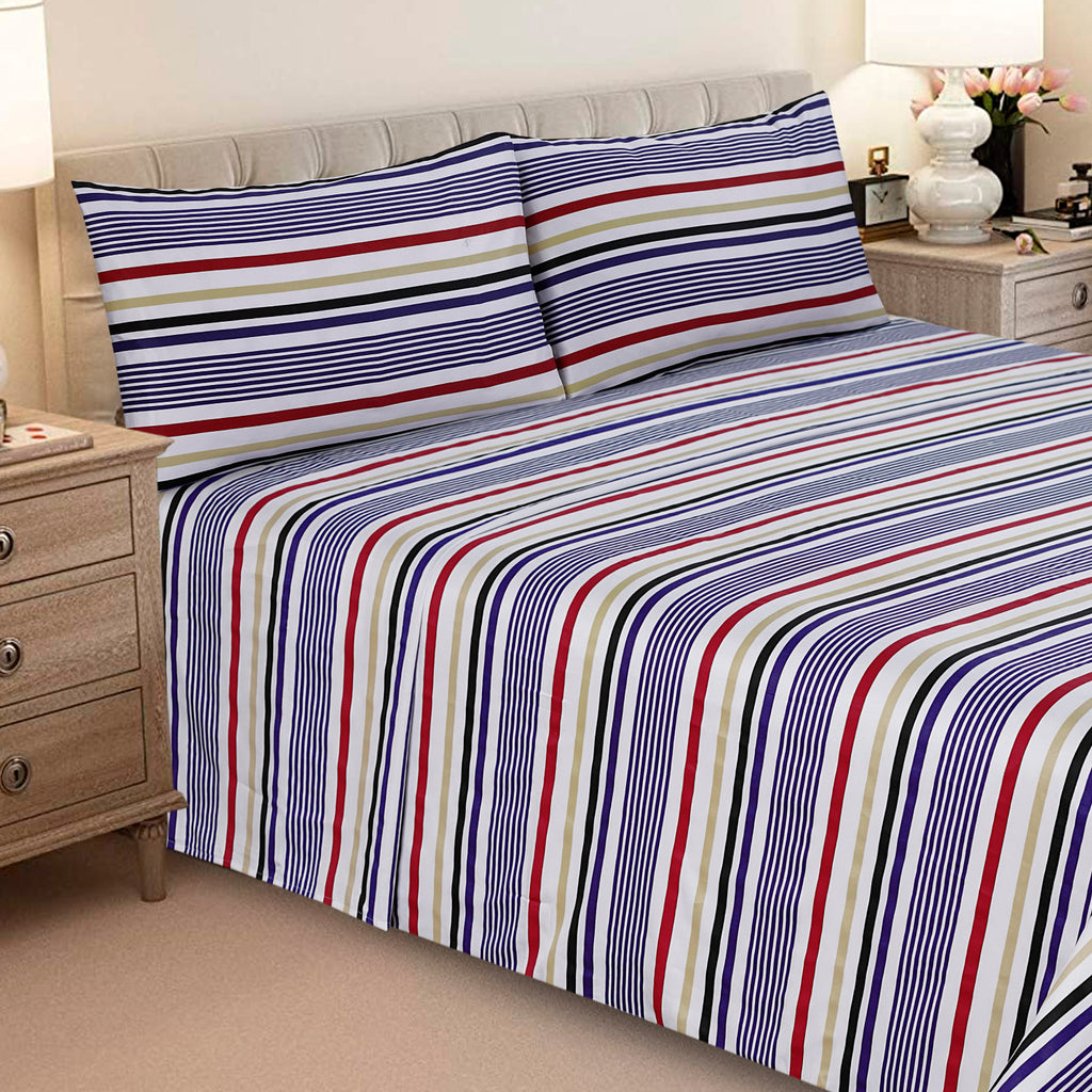 Micro Fiber Bed Sheet Multi Stripe King-30313
