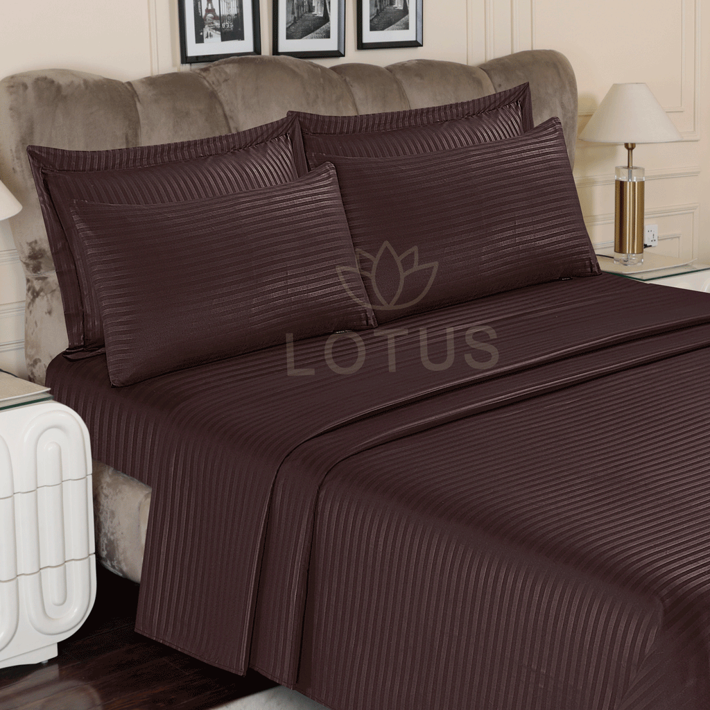Chocolate Stripe Sateen - Bed Sheet Set King