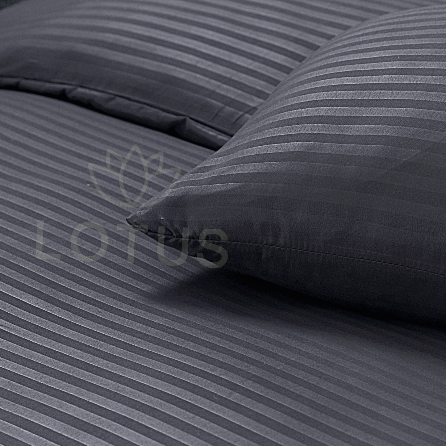 Ultra Soft Bed Sheet Set – Charcoal Stripe, King Size, 3 Pc