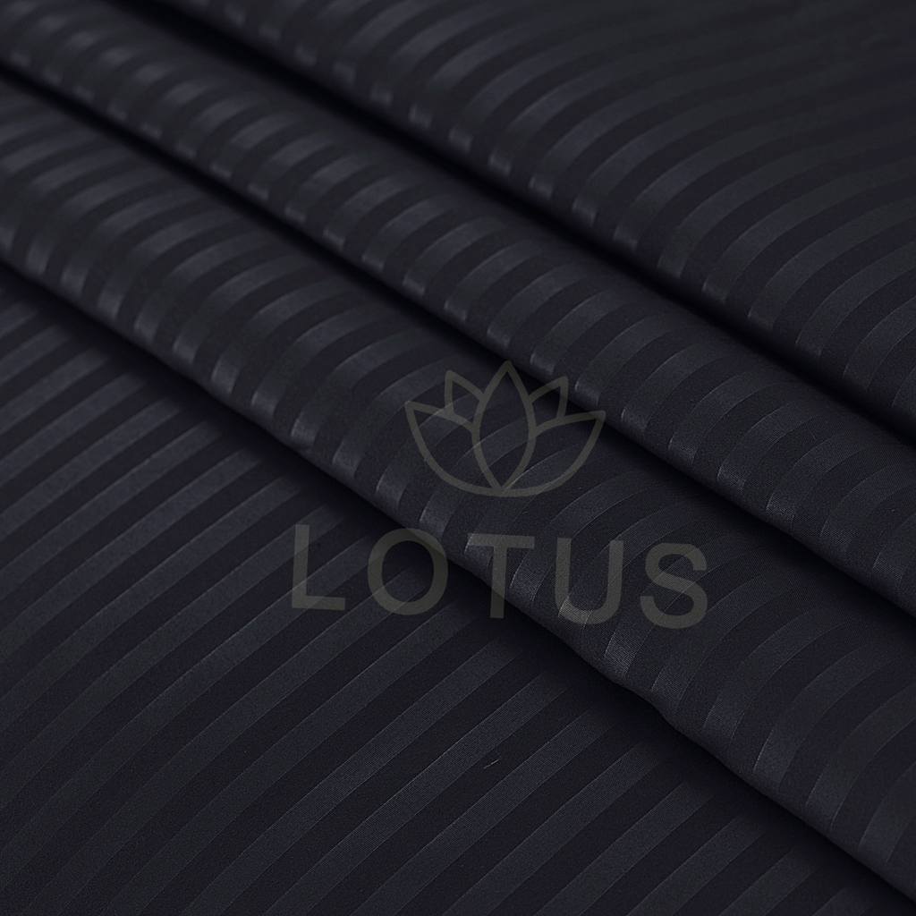 Black Stripe Sateen - Fitted Sheet Set King
