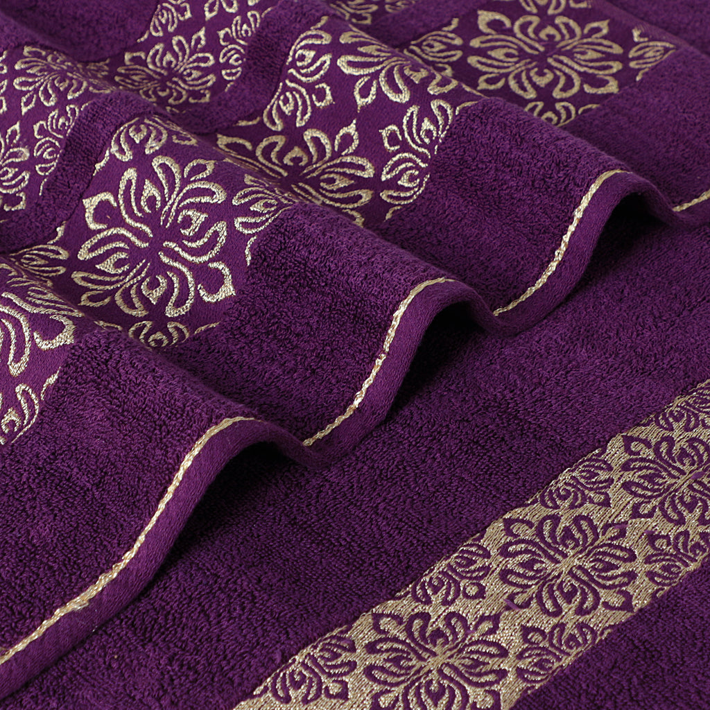 Magenta Flower - 2-Pcs Jacquard Towel Set