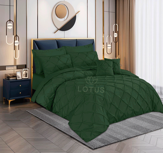 Ultra Soft Pin Tuck Duvet Cover Set – Green, King Size, 8 Pc