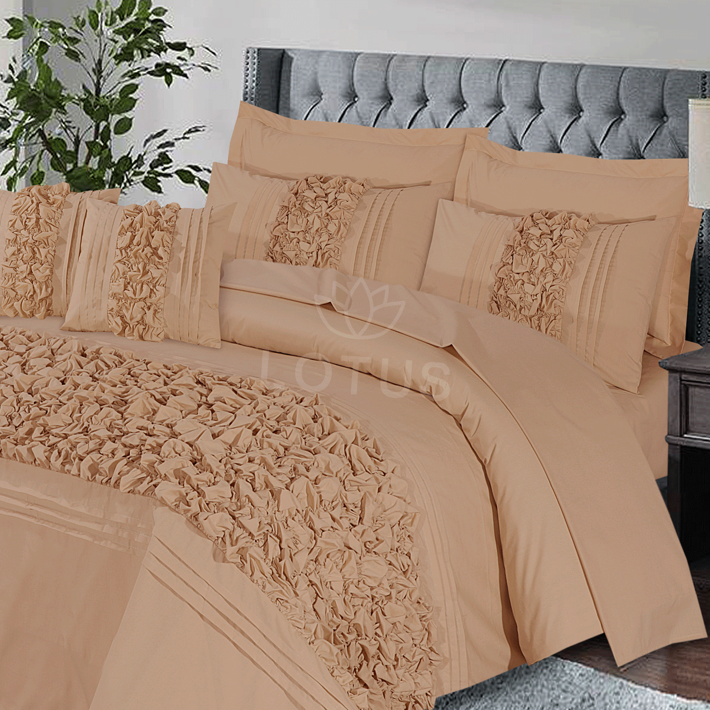 Ultra Soft Roly Poly Duvet Cover Set – Beige, King Size, 8 Pc