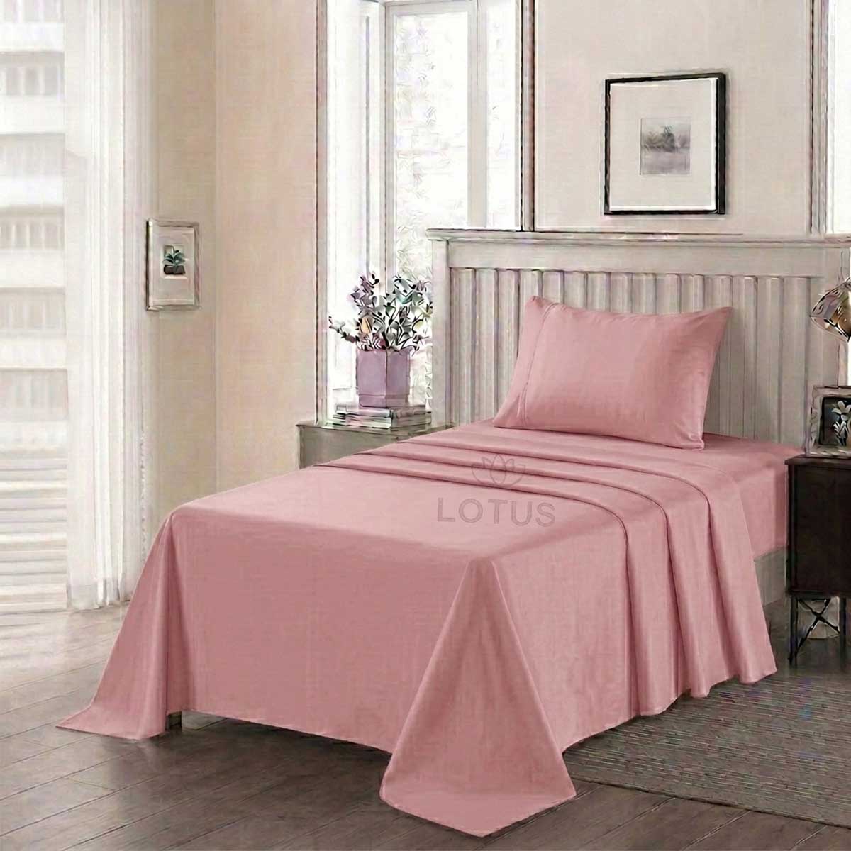 2 Pcs Single Size Ultra Soft Bedsheet - Baby Pink (Limited Stock)