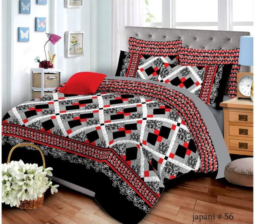 Red & Black Geometric - Bed Sheet Set