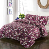 Ultrasonic Micro Fiber Bed Spread Chic Flower Purple-30283
