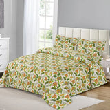Cotton Jacquard Bed Sheet Green Flowers-50170 OS