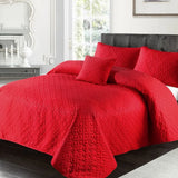 Ultrasonic Bedspread Set Red -101