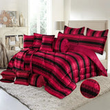 Embossed Velvet Bridal Comforter Set Black Stripe-50113 OS