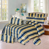 Embossed Velvet Bridal Comforter Set Blue Stripe-50114 OS