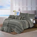 Cotton Bridal Comforter Set Black Stripe-50136 OS