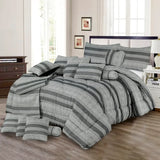 Cotton Bridal Comforter Set Silver Charcoal Stripe-50138 OS