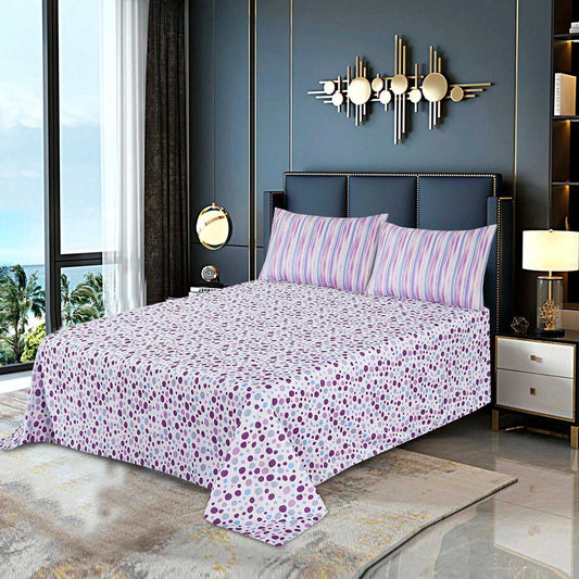 2 Pcs Single Size Ultra Soft Bedsheet - Purple dots
