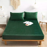 Velvet Fitted Bed Sheet Set Green RFS-30331